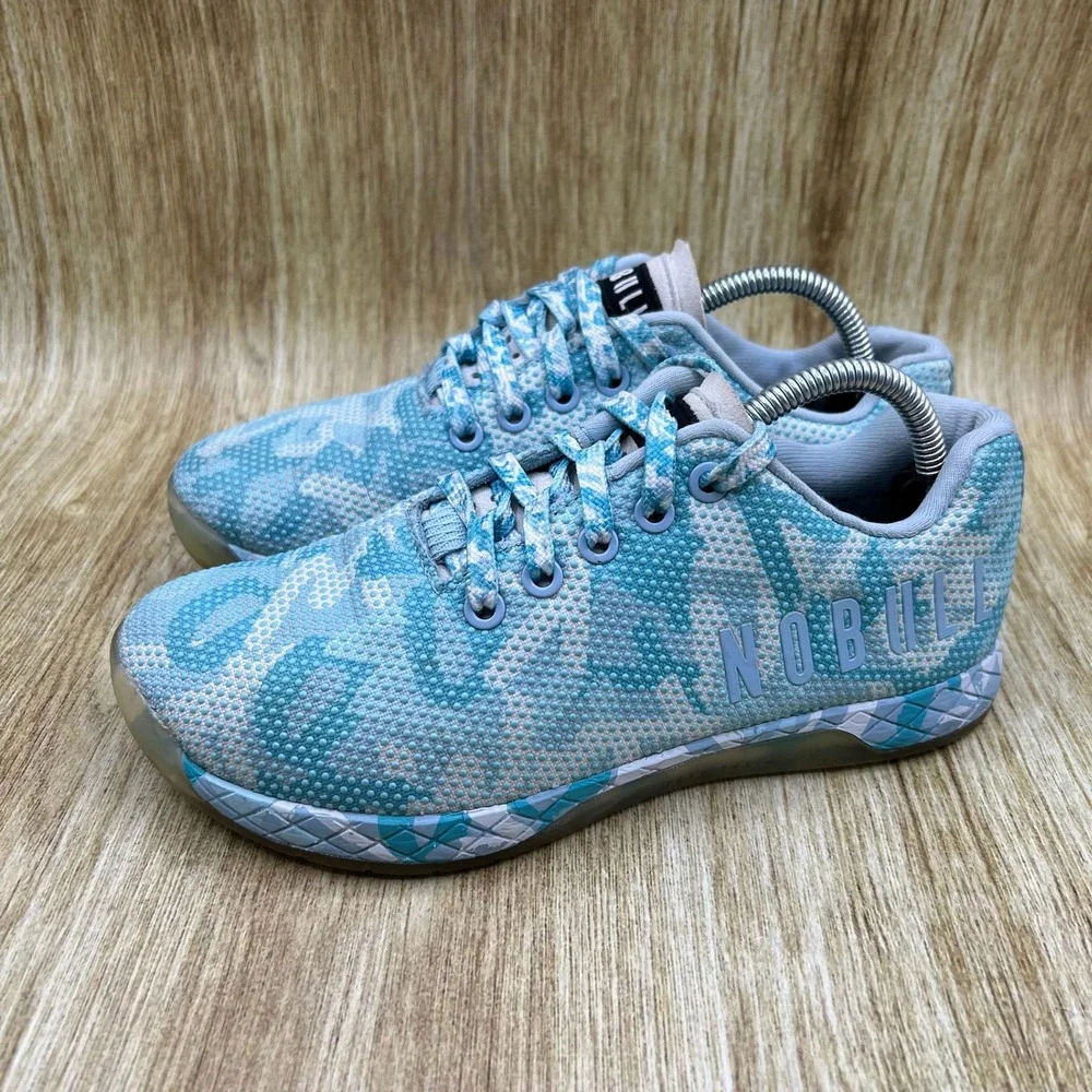 NOBULL Superfabric Women's Size 6.5 Blue Camo‎ Athletic Trainer Shoes Sneakers